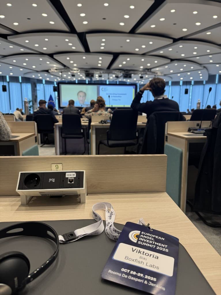 Viktoria Biki badge at the European Angel Investment Summit 2025, 28-29 October