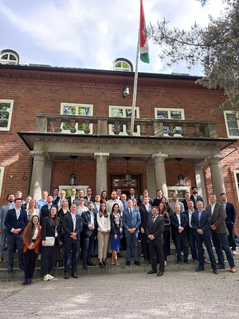 Group photo outside the Embassy of Hungary in Stockholm