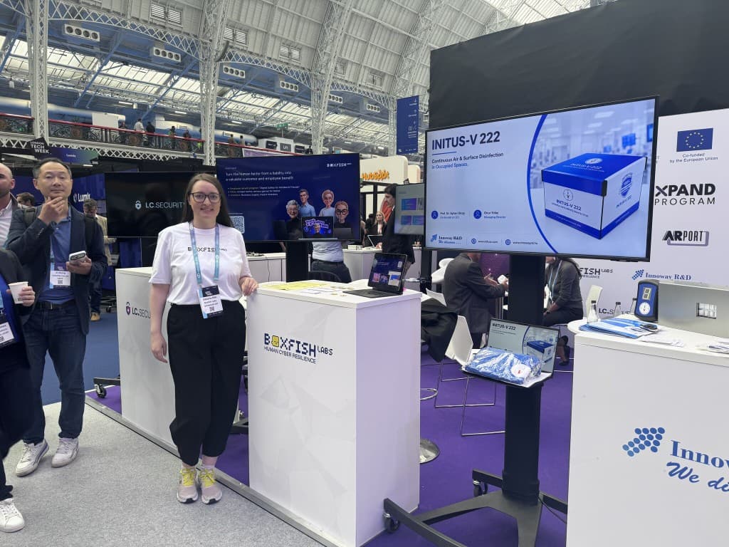 Viktoria Biki at the Boxfish Labs booth during London Tech Week 2026