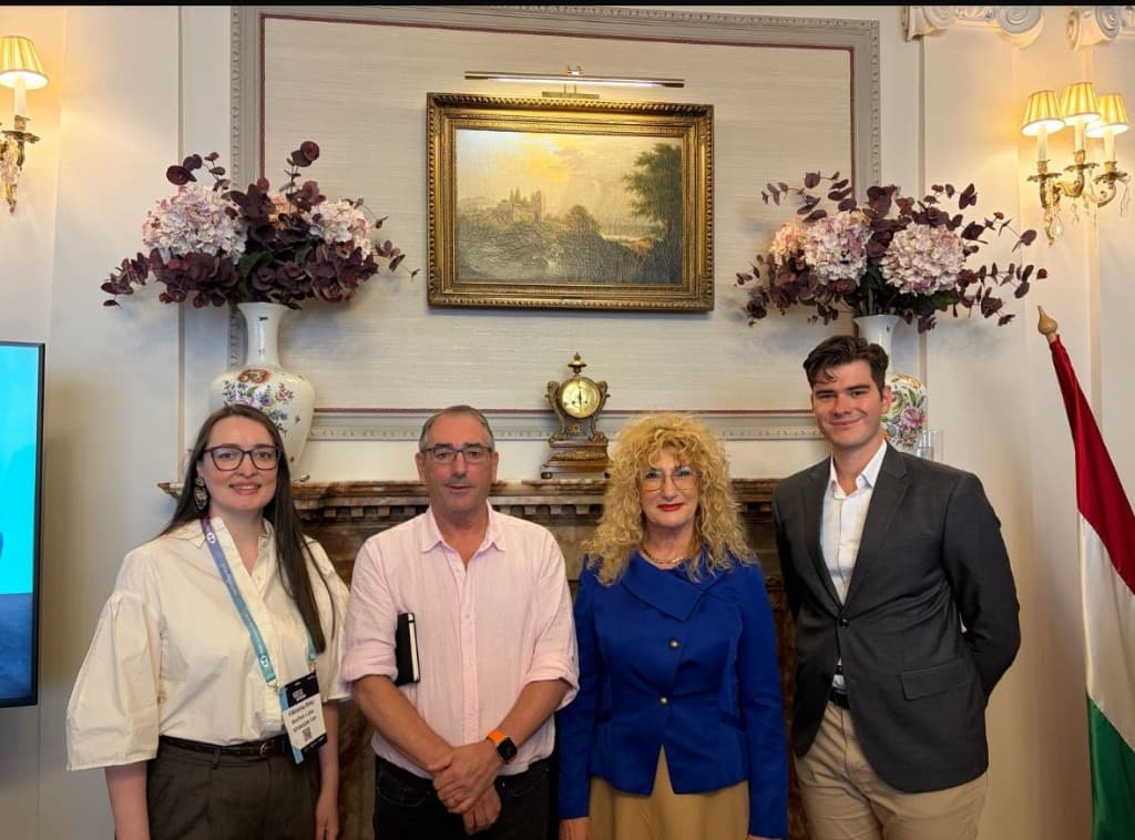 Viktoria Biki with guests at the Embassy of Hungary reception in London